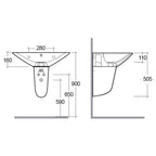 Semicolonna in porcellana per lavabo RAK serie Astria H. 35 cm - Bianco