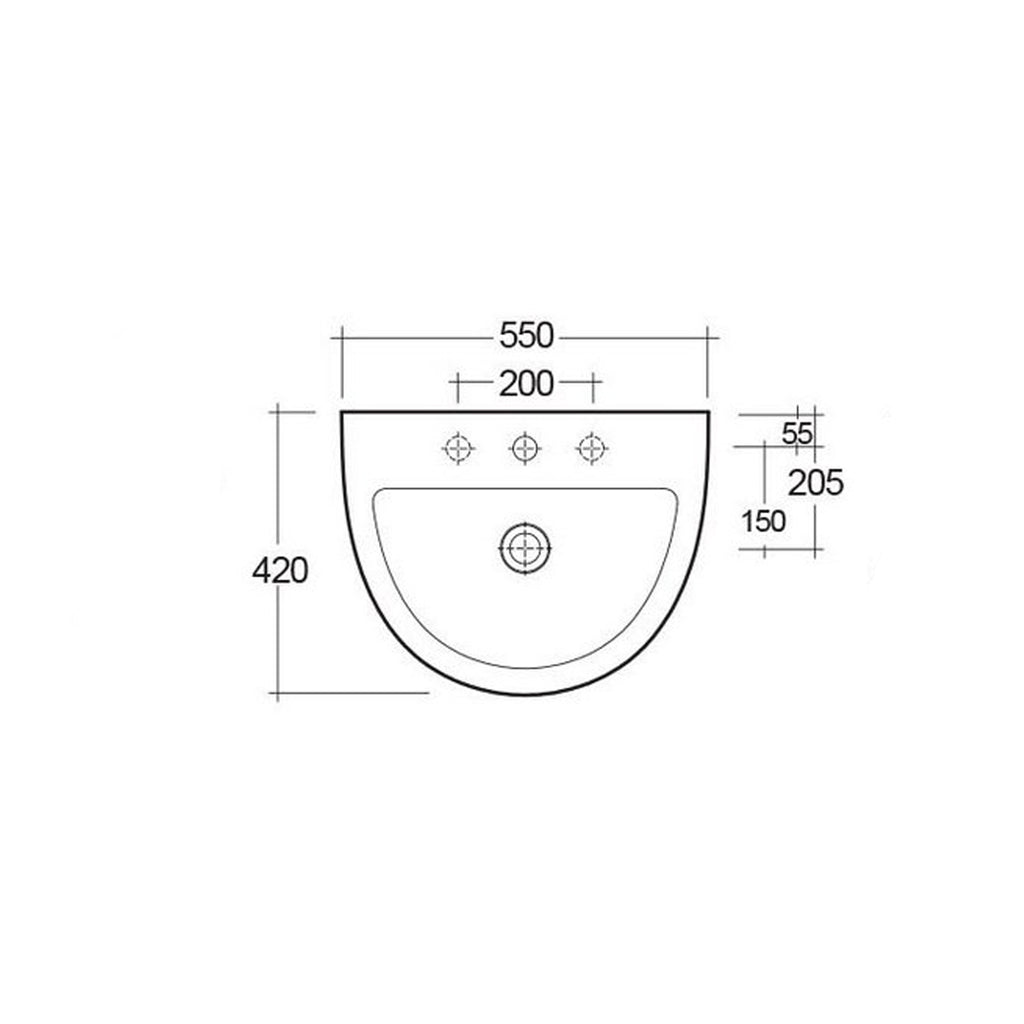 Lavabo sospeso monoforo RAK serie Astria 55 cm - Bianco