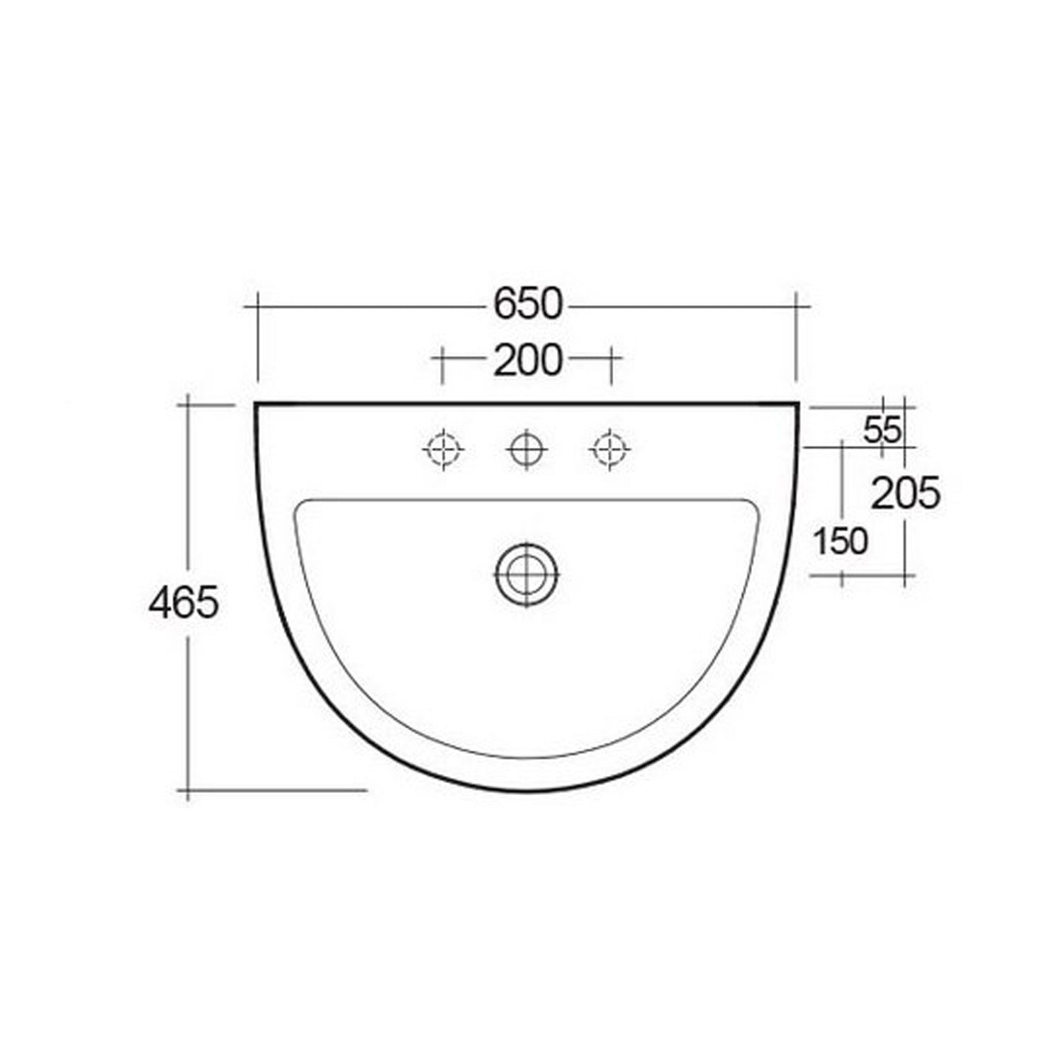 Lavabo sospeso monoforo RAK serie Astria 65 cm - Bianco