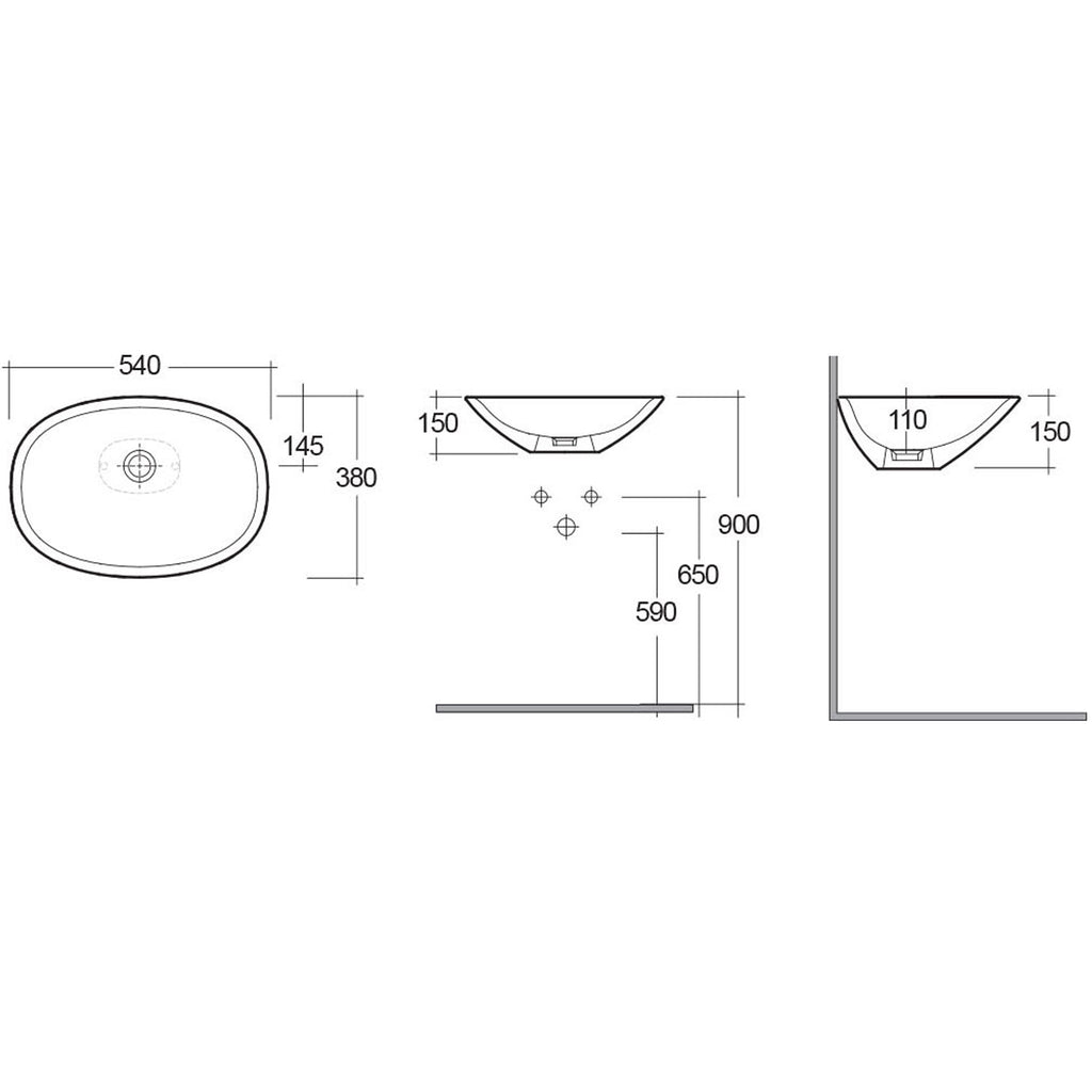 Lavabo da appoggio RAK serie Astria 38x54 cm - Bianco