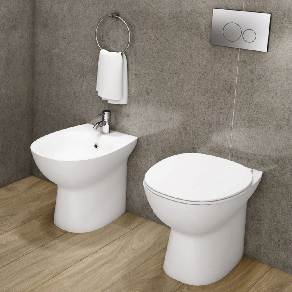 Vaso filomuro rimless in ceramica bianca RAK serie Astria - Bianco