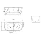 Vasca Freestanding modello Bari con troppo pieno cm 170x80xh58 - Bianco Lucido