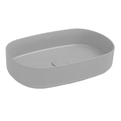 Lavabo d'appoggio ovale senza foro BathCore serie Infinity 55x36 color Grigio Pietra Opaco