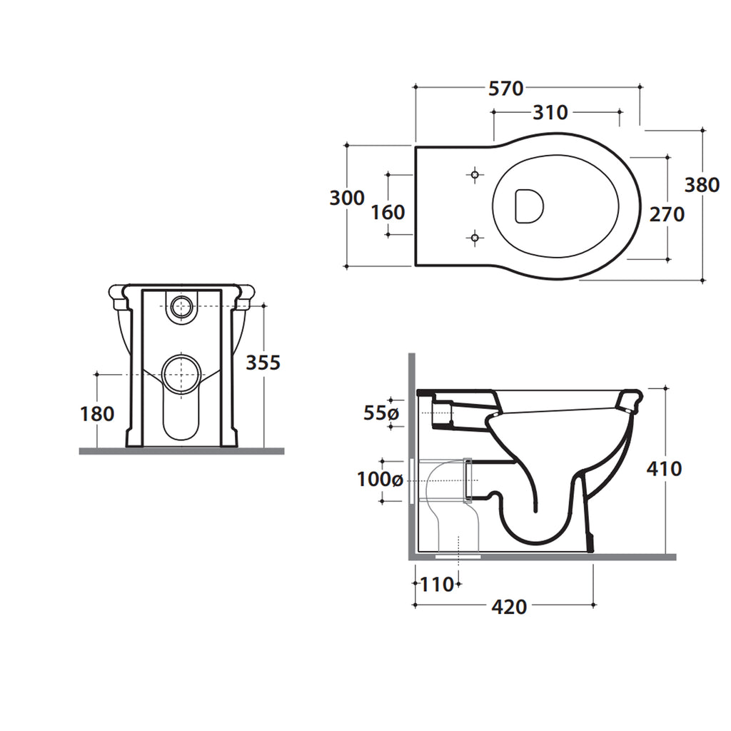 Vaso filoparete 57x38 cm modello Paestum Ceramica Globo - sedile Softclose