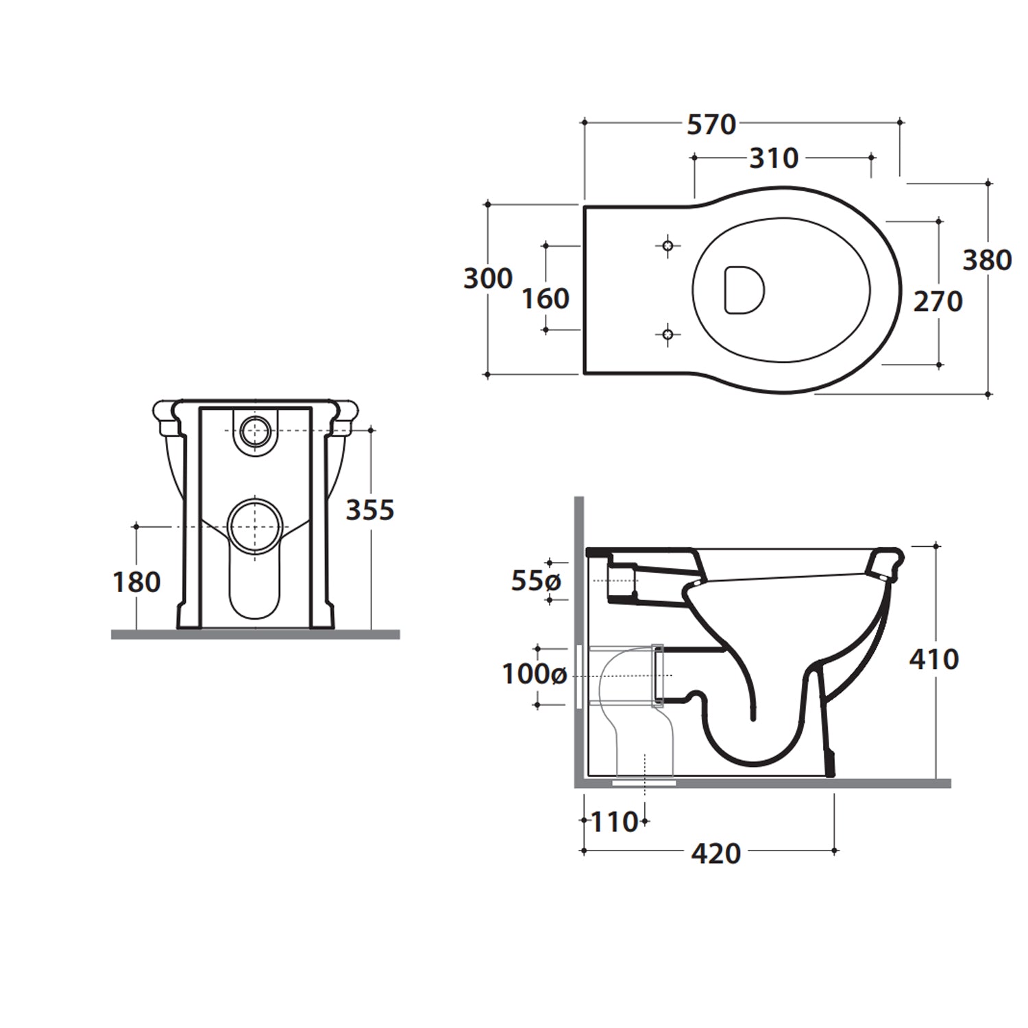 Vaso filoparete 57x38 cm modello Paestum Ceramica Globo - sedile Softclose