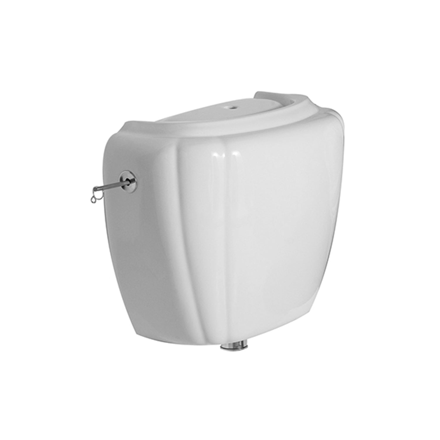 Cassetta in ceramica per installazione alta completa di tubo di scarico e catenella modello Paestum di Globo