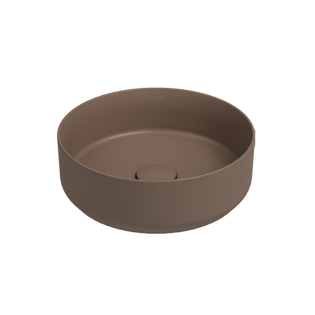 Lavabo d'appoggio tondo senza foro serie Infinity 36 cm - Tortora Opaco