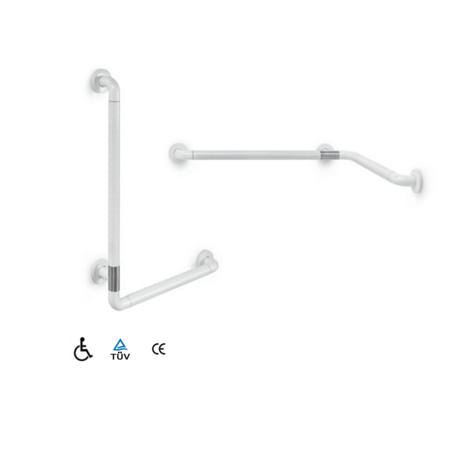 Maniglione di sicurezza reversibile in nylon bianco e acciaio inox collezione Othello di Lineabeta