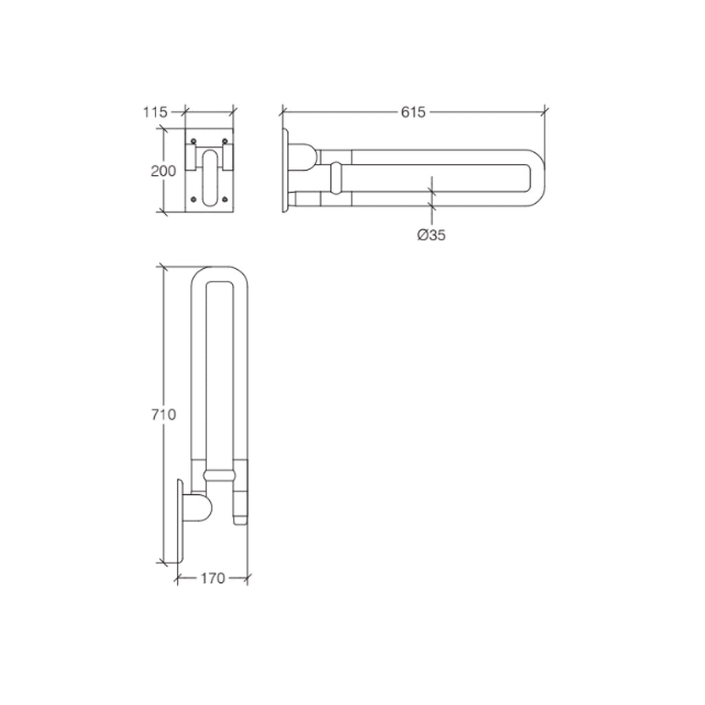 Maniglione di sicurezza ribaltabile in nylon bianco e acciaio inox collezione Othello di Lineabeta - max 360kg