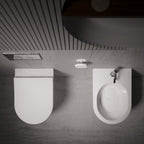 Sanitari filomuro senza brida scarico traslato Domus Falerii collezione Multipla 52x36 cm bianco lucido