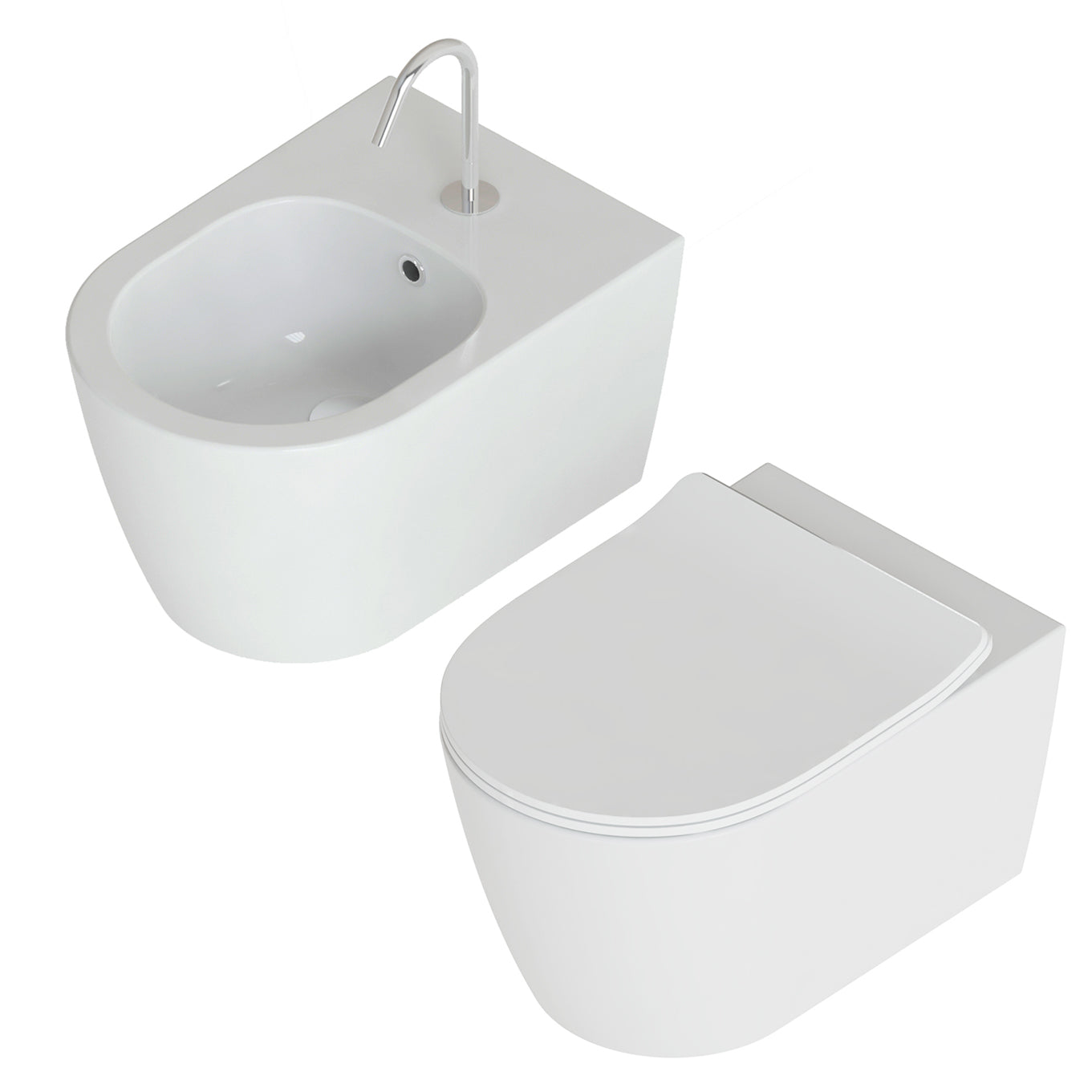 Sanitari Sospesi moderni senza brida Domus Falerii  Foglia Medium rimfree