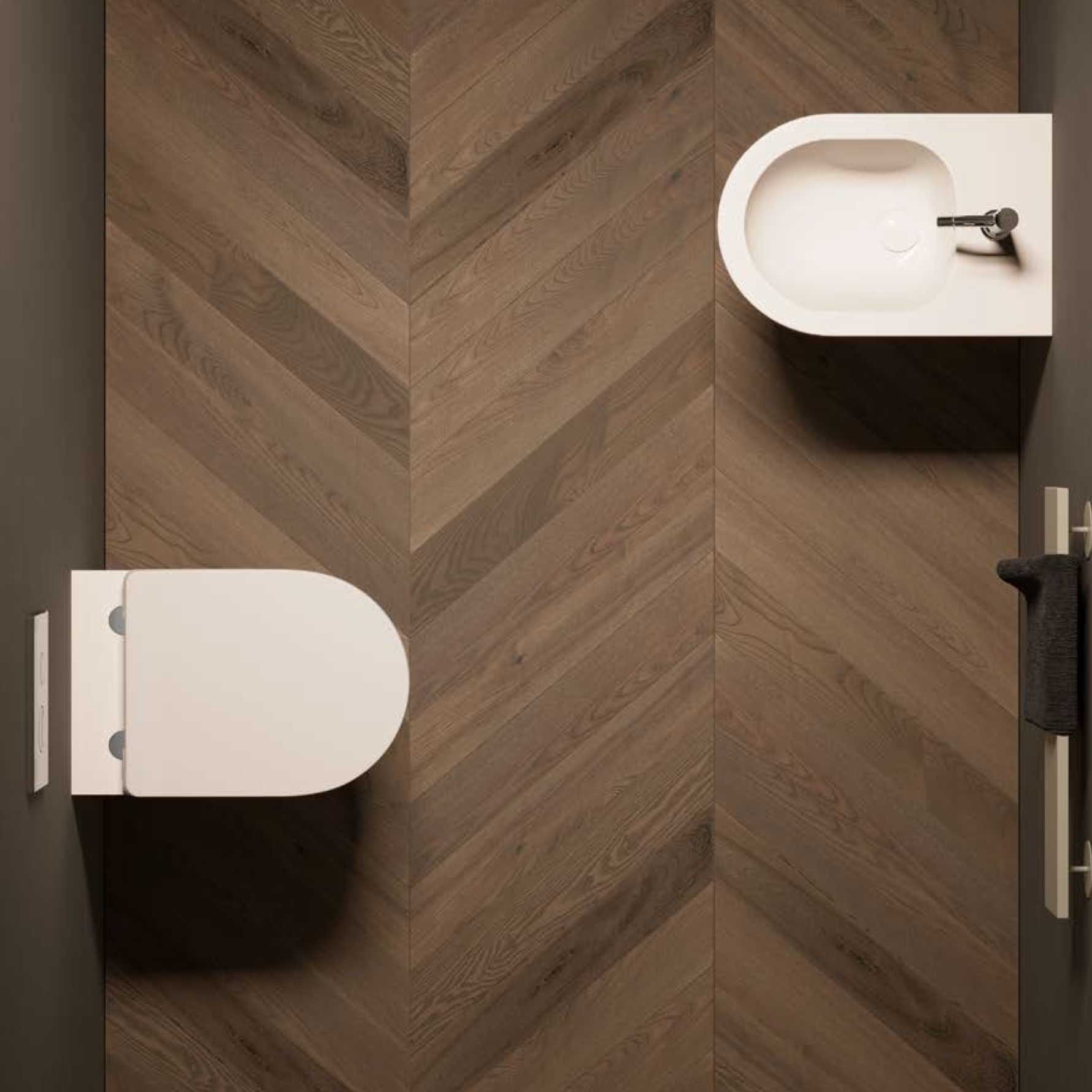 Coppia di WC e bidet sospeso Domus Falerii collezione Fogliolina bianco lucido
