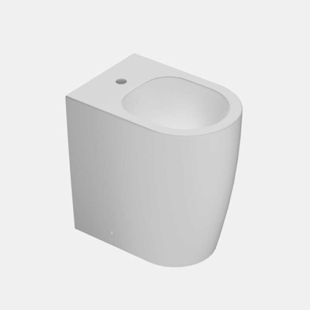 Coppia di WC e bidet filomuro Domus Falerii collezione Fogliolina bianco lucido