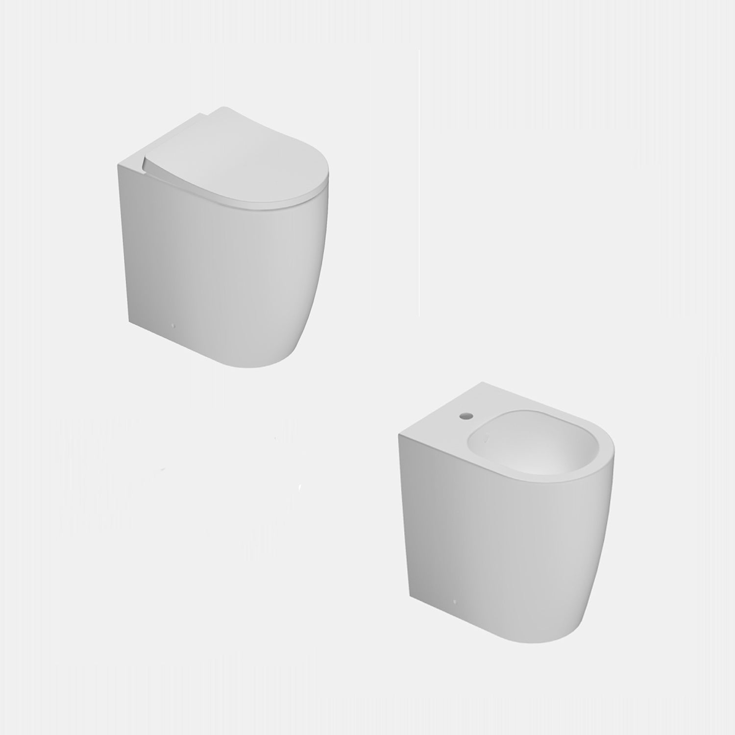 Coppia di WC e bidet filomuro Domus Falerii collezione Fogliolina bianco lucido