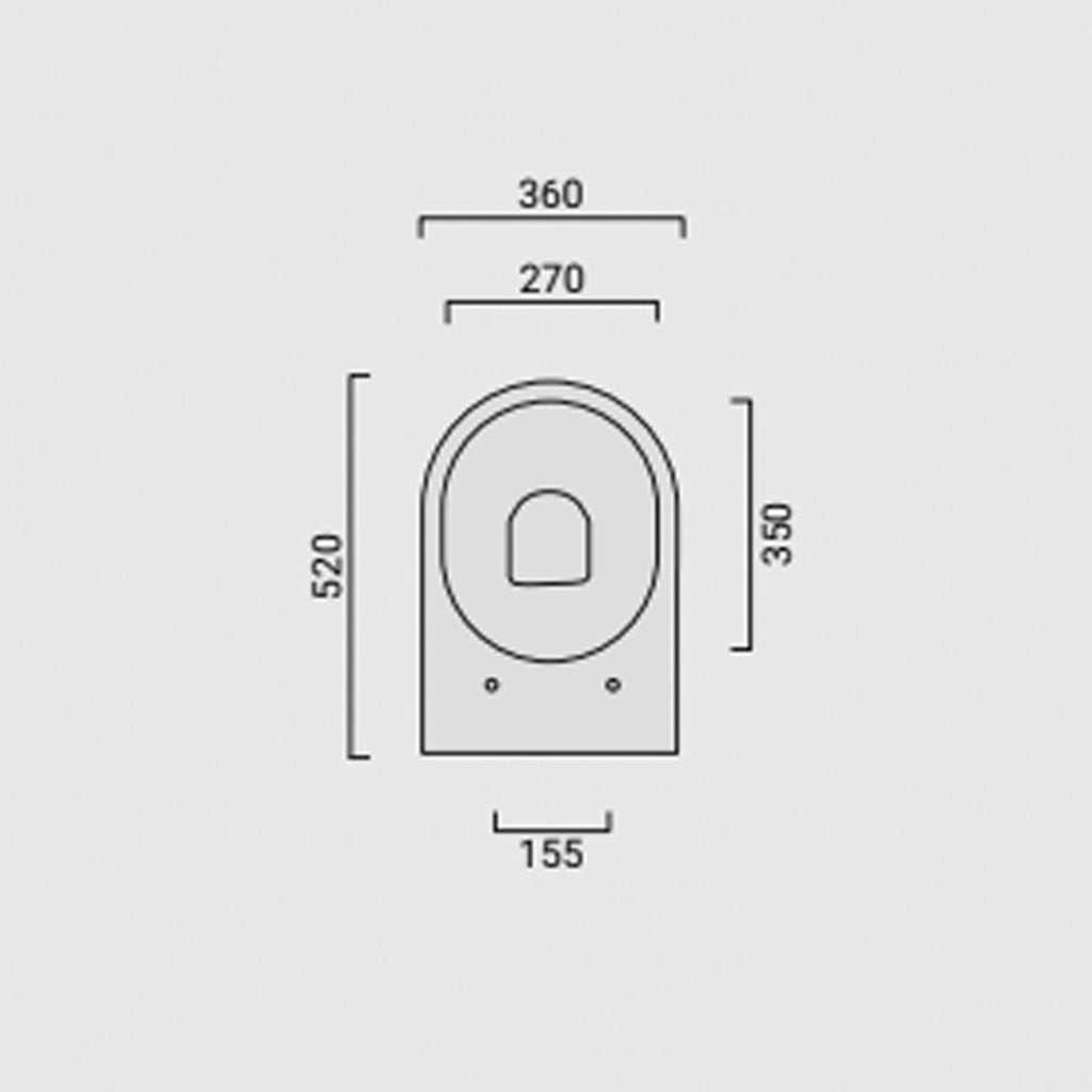 WC filomuro scarico traslato Domus Falerii collezione Multipla 52x36 cm con copriwater bianco lucido