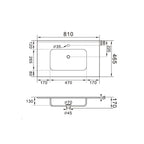 Lavabo ad incasso 81cm bianco in ceramica BathCore linea Alba