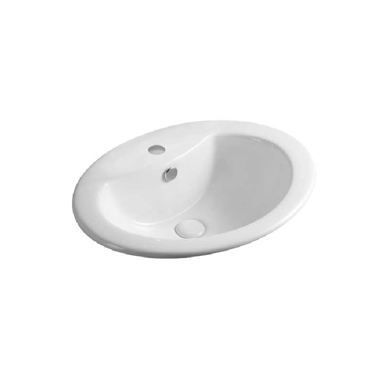 Lavabo incasso ceramica bianca con foro rubinetteria 56 x 46 cm