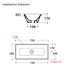 Lavabo da Incasso 75X34 Ceramica Globo Stockholm  FO075.BI