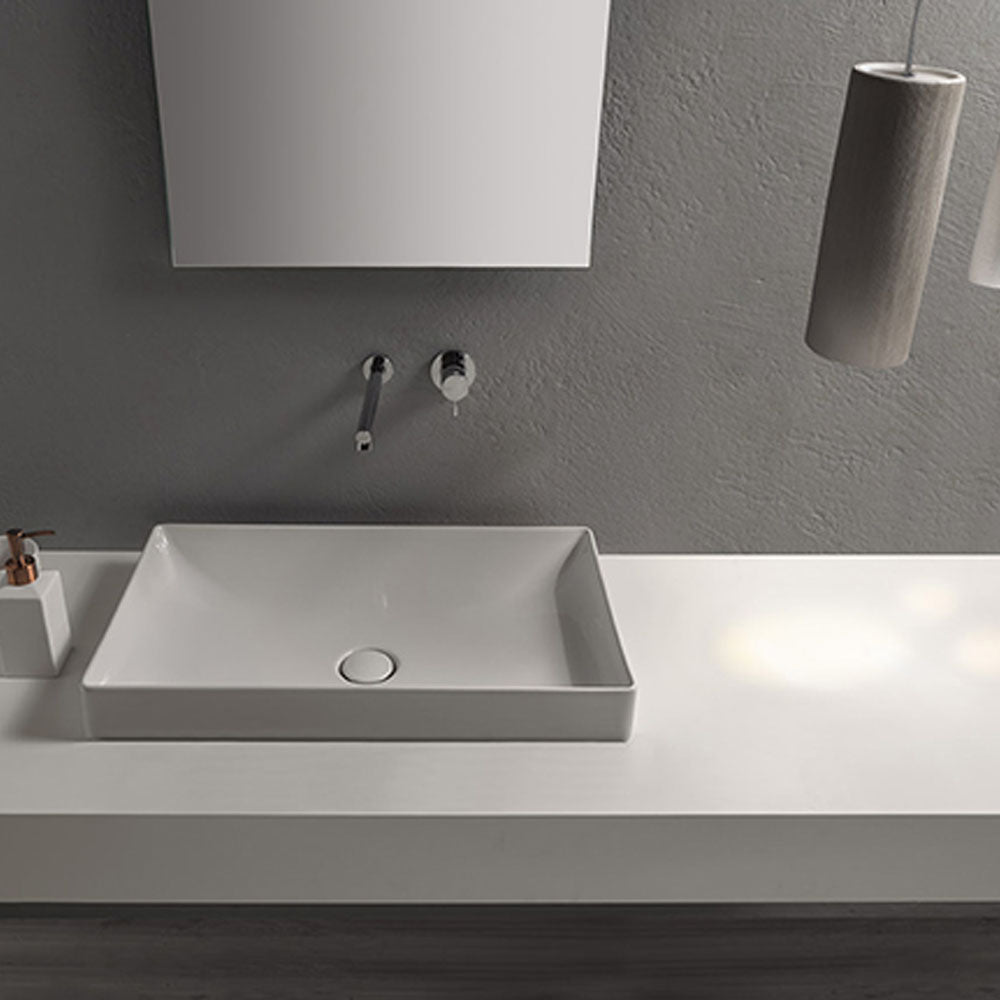 Lavabo ad incasso T-Edge ceramica bianca lucida 61x37 peso 12 kg