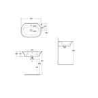 Lavabo sospeso Sensation in ceramica bianca lunghezza 65 cm