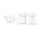 Lavabo monoforo sospeso One ceramica bianca con troppopieno lunghezza 60 cm