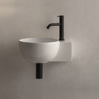 Lavabo asimmetrico per installazione sospesa o appoggio ceramica bianca Globo T-Edge cm 40x32