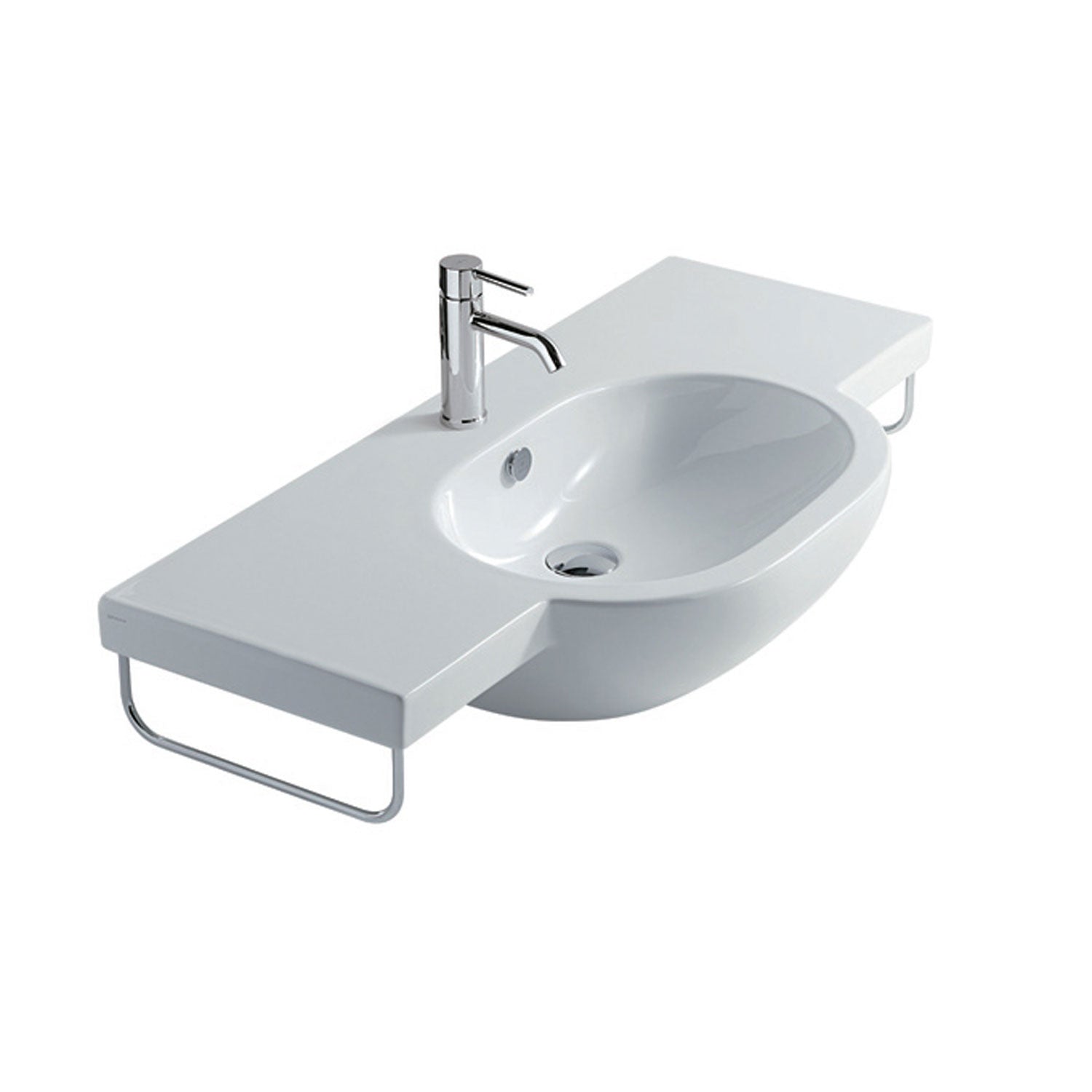 Lavabo sospeso in ceramica serie M2 di Ceramica Galassia -  Bianco lucido 100cm
