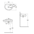 Lavabo sospeso modello Cloud Rak Ceramics cm 55x42