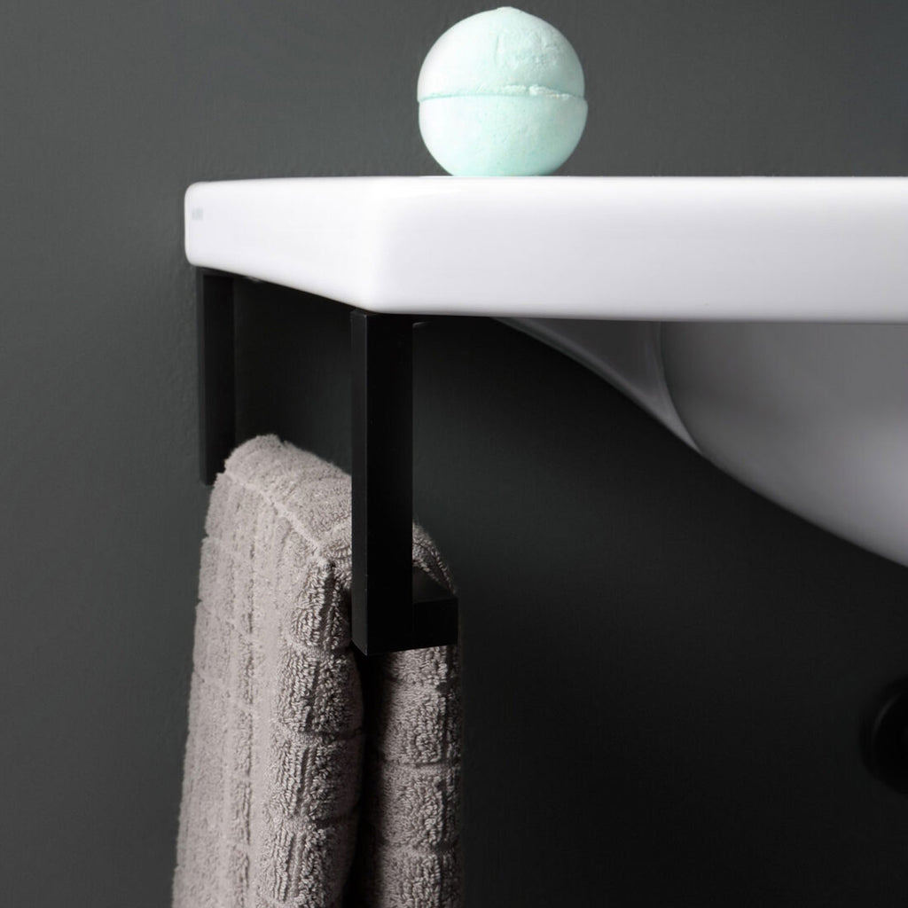 Portasciugamani laterale in acciaio verniciato nero opaco per lavabo Globo Mode ME070