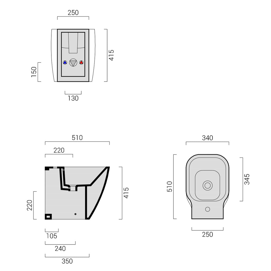 Bidet filoparete collezione F50 Special Domus Falerii cm 51