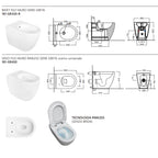 Sanitari filomuro collezione Tiara di Linpha Sanitary cm 36x53 senza brida con copriwater soft close -Bianco Opaco