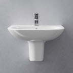Lavabo con semicolonna sospesa Ceramica Azzurra modello Pratica - Bianco lucido