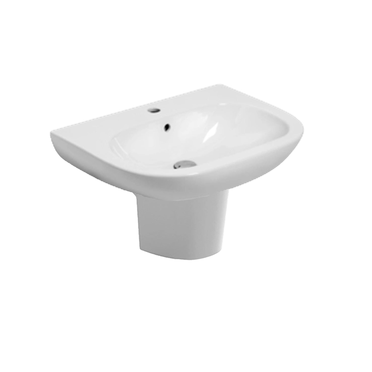 Lavabo con semicolonna sospesa Ceramica Azzurra modello Pratica - Bianco lucido