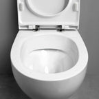 Sanitari Filo Parete Ceramica Azzurra Pratica con scarico traslato senza brida con sedile softclose