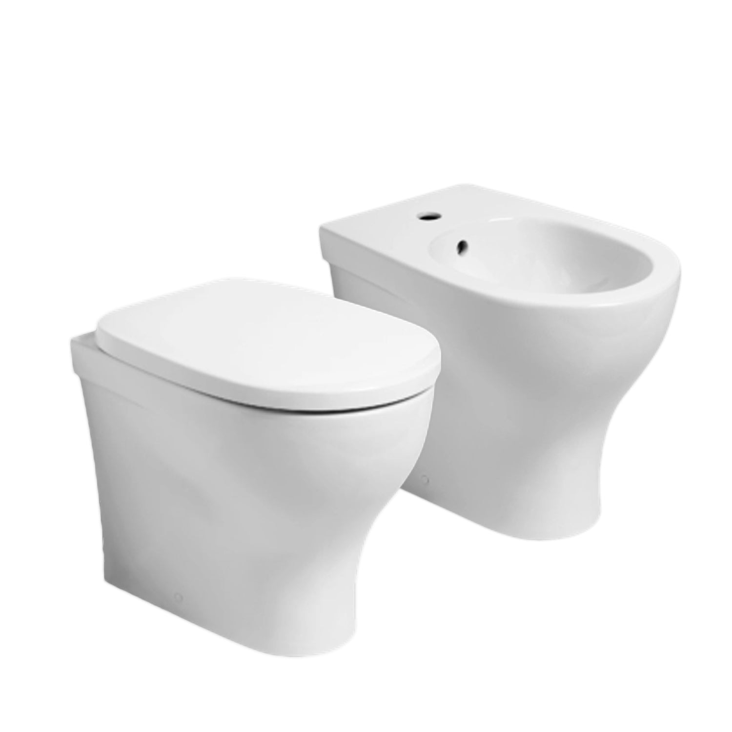 Sanitari Filo Parete Ceramica Azzurra Pratica con scarico traslato senza brida con sedile softclose