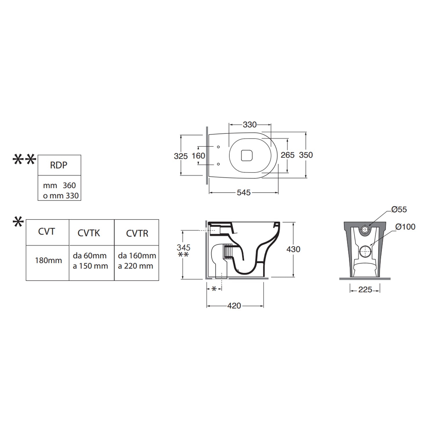 Set sanitari a terra Azzurra Pratica con vaso traslato