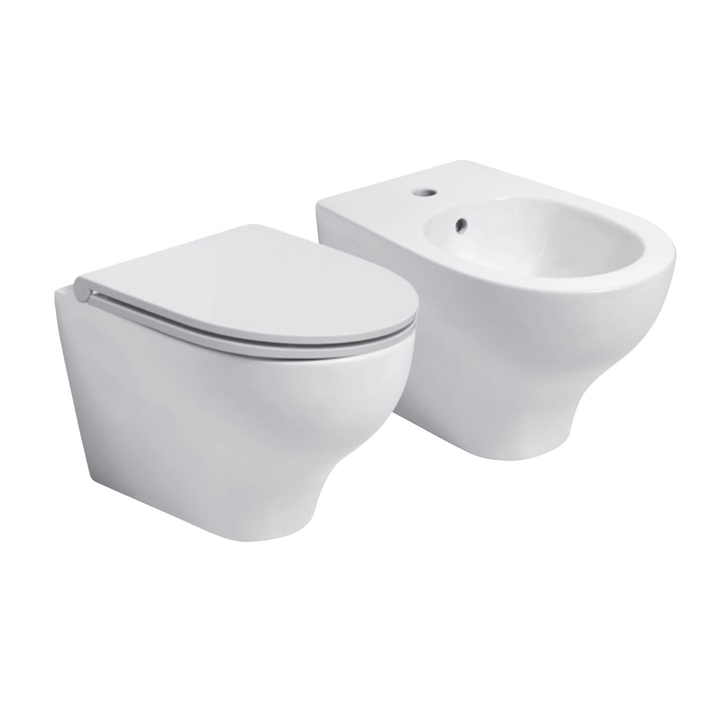 Sanitari sospesi Ceramica Azzurra serie Pratica con sedile soft-close 53x35xH34