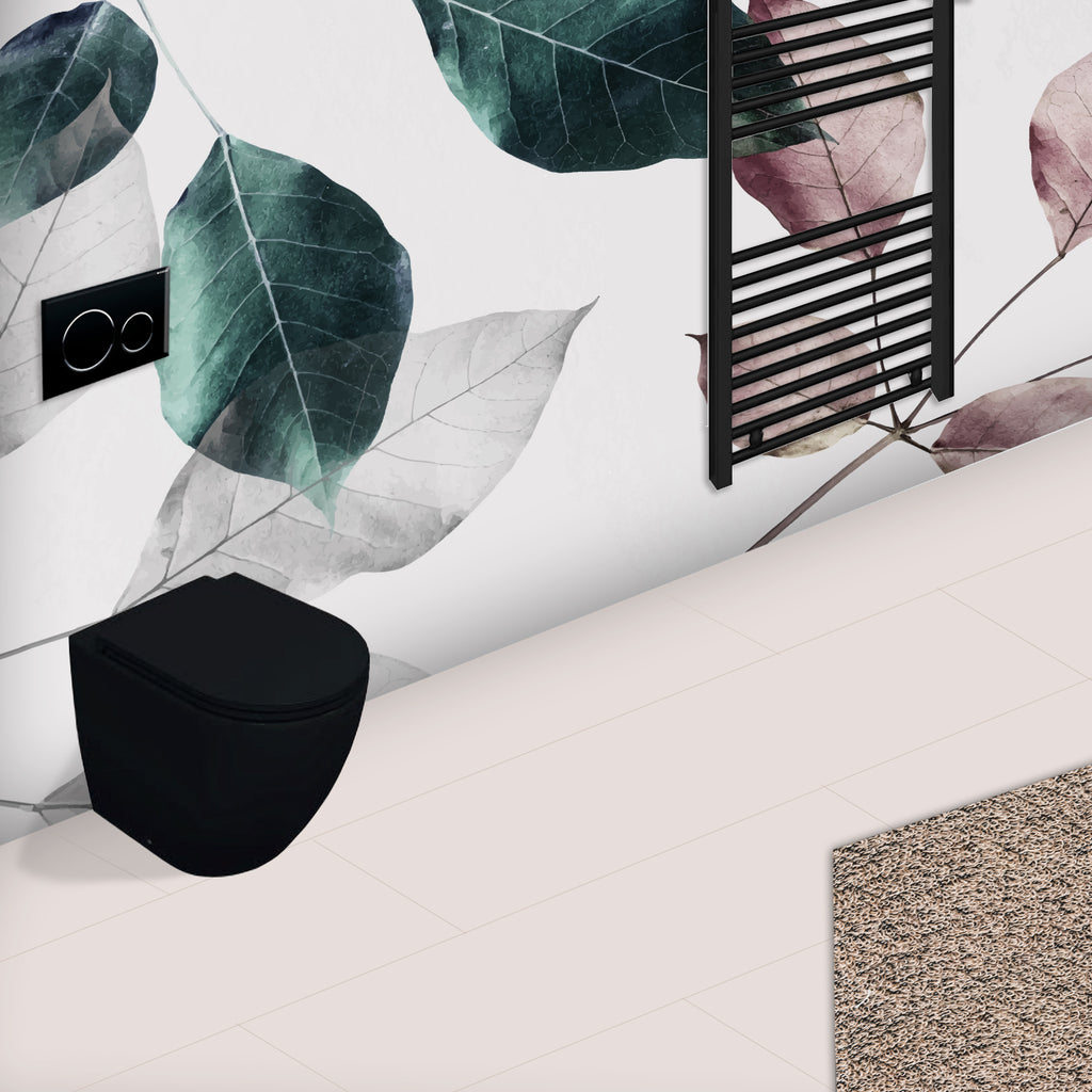 Sanitari Filomuro Rimless con copriwater Soft Close BathCore serie Infinity 53x36,5xH40 cm Nero Opaco - Scelta Commerciale