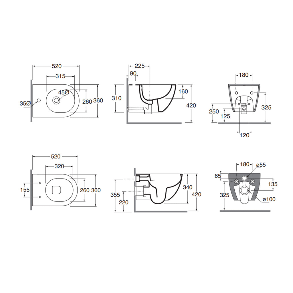 Sanitari Sospesi Ceramica Azzurra serie Comoda con sedile soft-close 51x36x34 cm - Bianco lucido