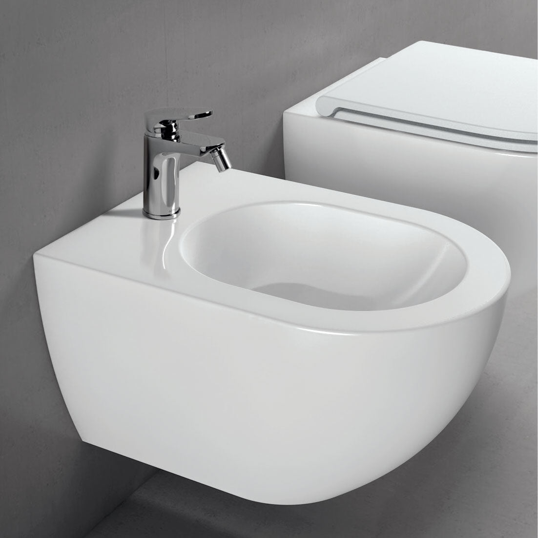 Sanitari sospesi Ceramica Azzurra serie Comoda con sedile soft-close 54x36x34 cm - Bianco lucido