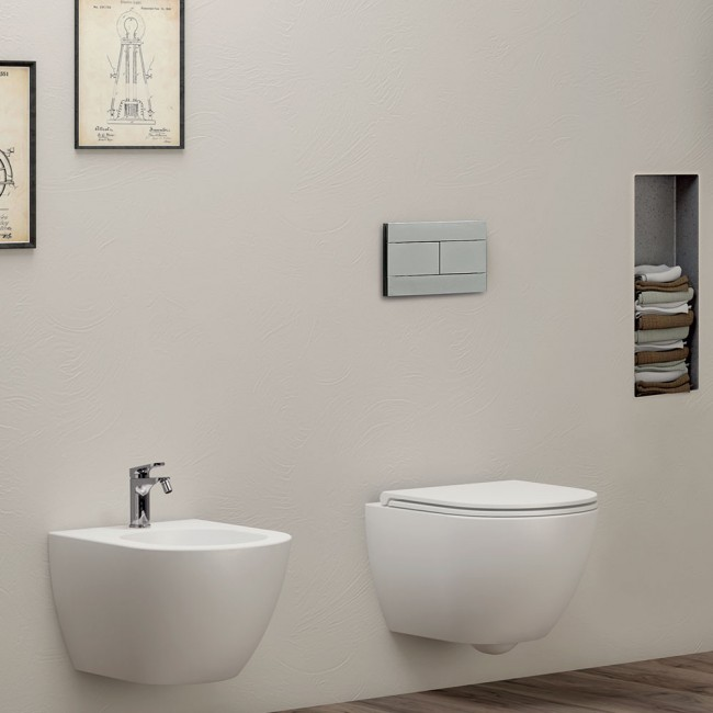 Sanitari sospesi Ceramica Azzurra serie Comoda con sedile soft-close 54x36x34 cm - Bianco lucido