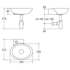 Lavabo a muro con supporto