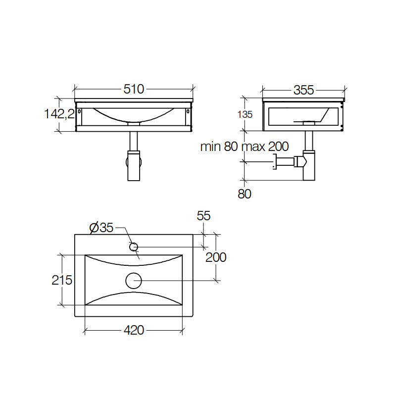 Lavabo a muro con supporto sottostante