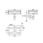 Lavabo a muro con supporto sottostante