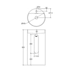 Lavabo in Mattstone modello centro stanza con foro rubinetto e piletta a scarico libero. Lineabeta serie Momon