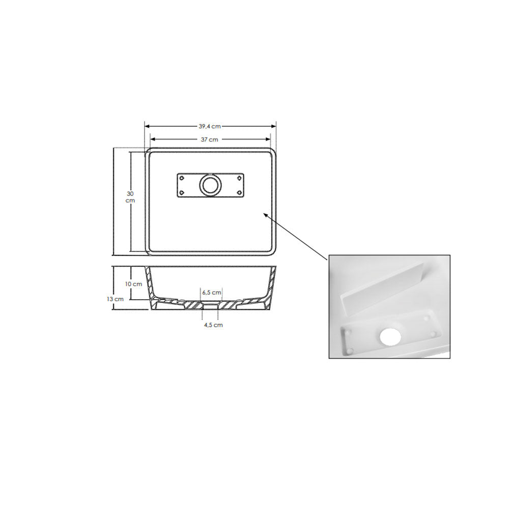 Lavandino da appoggio 'SlashBasic Basin' in Solid Sufrace cm 39