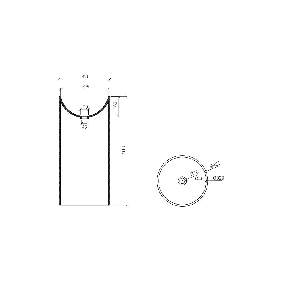 Lavandino da terra 'TheTube Basin' in solid surface Ã˜ 42