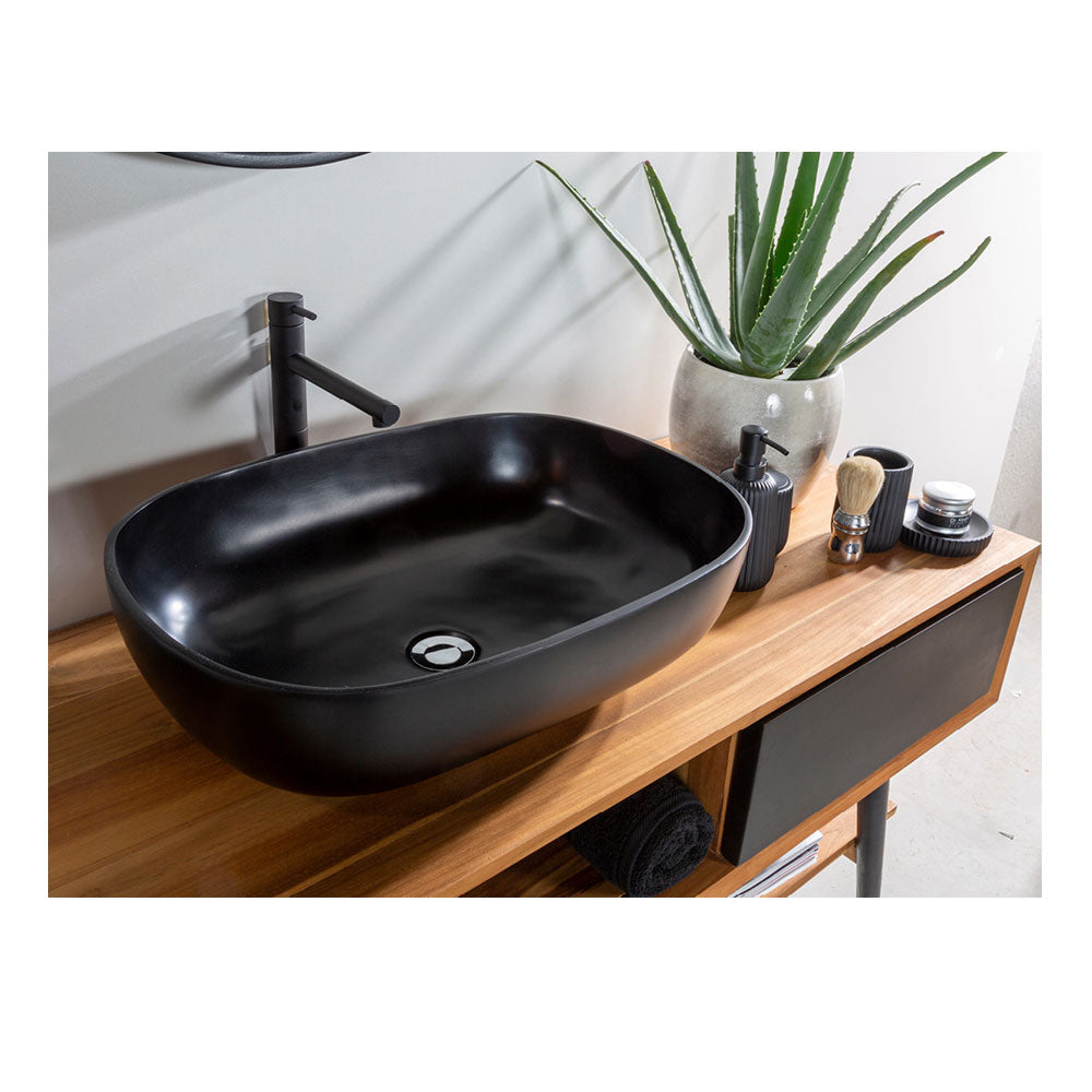 Lavandino da appoggio 'Snob2.0 Basin' in resina cm 55x40x16h by Cipi - Nero lucido