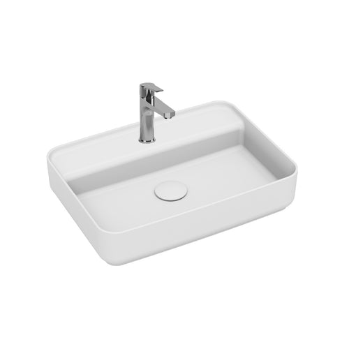 Lavabo d'appoggio rettangolare con foro BathCore serie Infinity 55x40 color Bianco Lucido