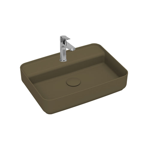 Lavabo d'appoggio rettangolare con foro BathCore serie Infinity 55x40 color Tortora Opaco